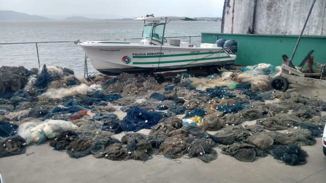 Polícia Ambiental apreende redes em nova operação no complexo lagunar