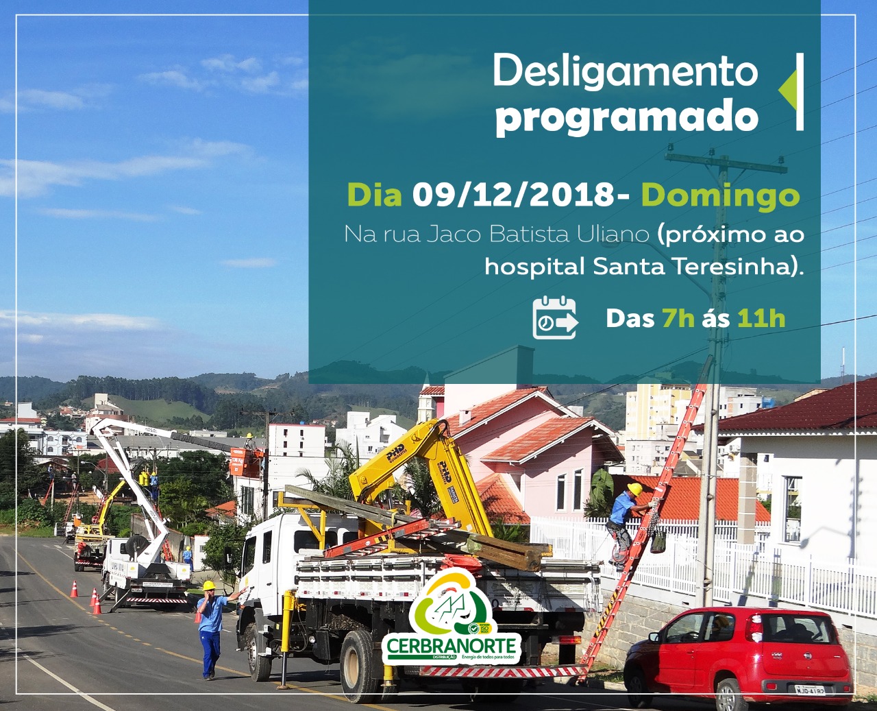 Comunicado sobre desligamento na rede elétrica em Braço do Norte é emitido