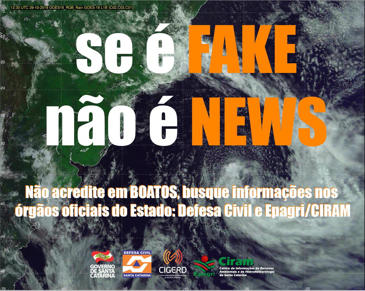 Defesa Civil alerta sobre falsa notícia de furacão em SC