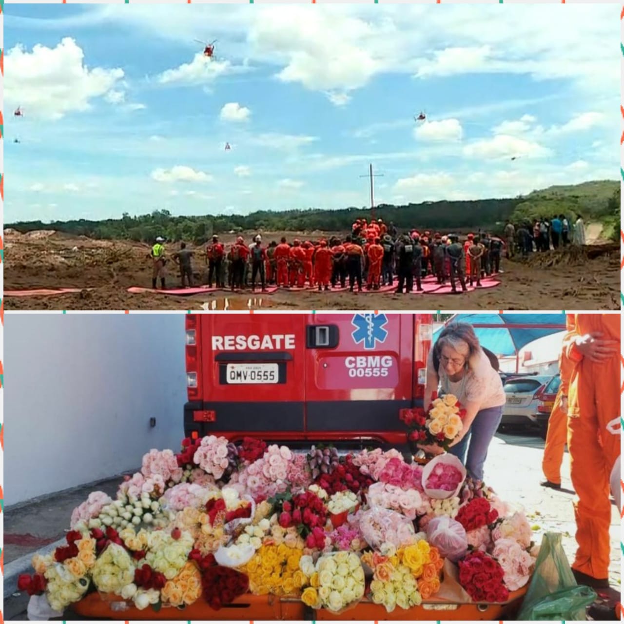 Emoção e dor! Chuva de pétalas é feita em homenagem às vítimas de Brumadinho