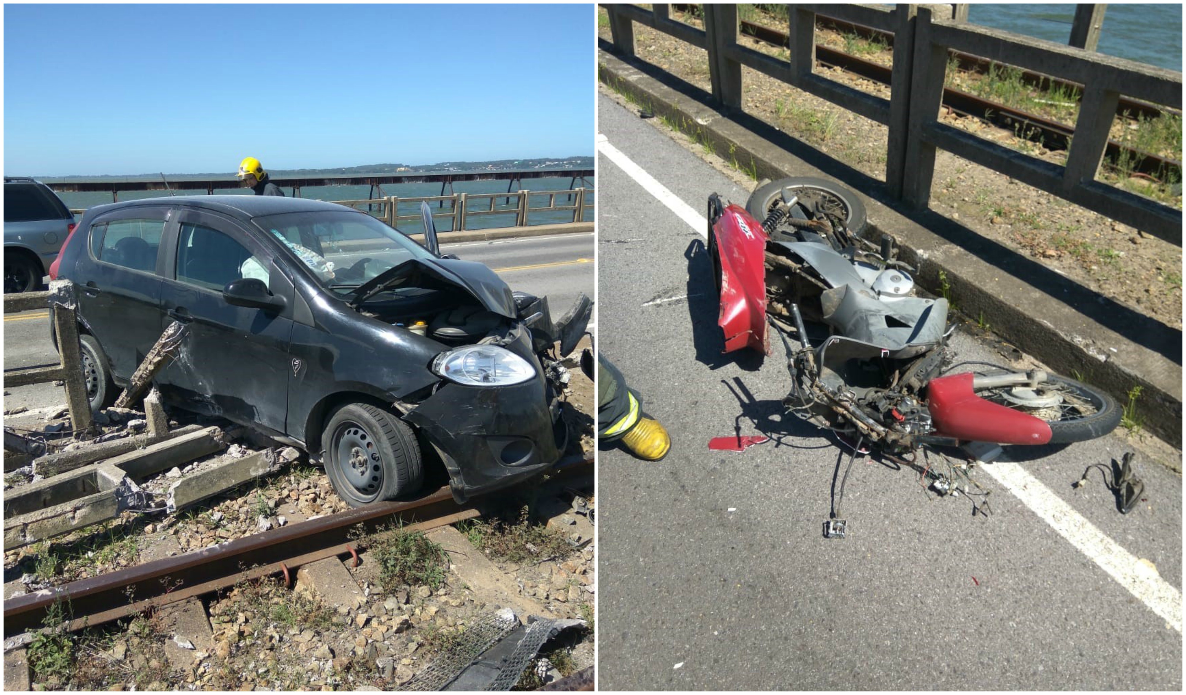 Colisão frontal deixa condutora ferida na Ponte de Cabeçudas