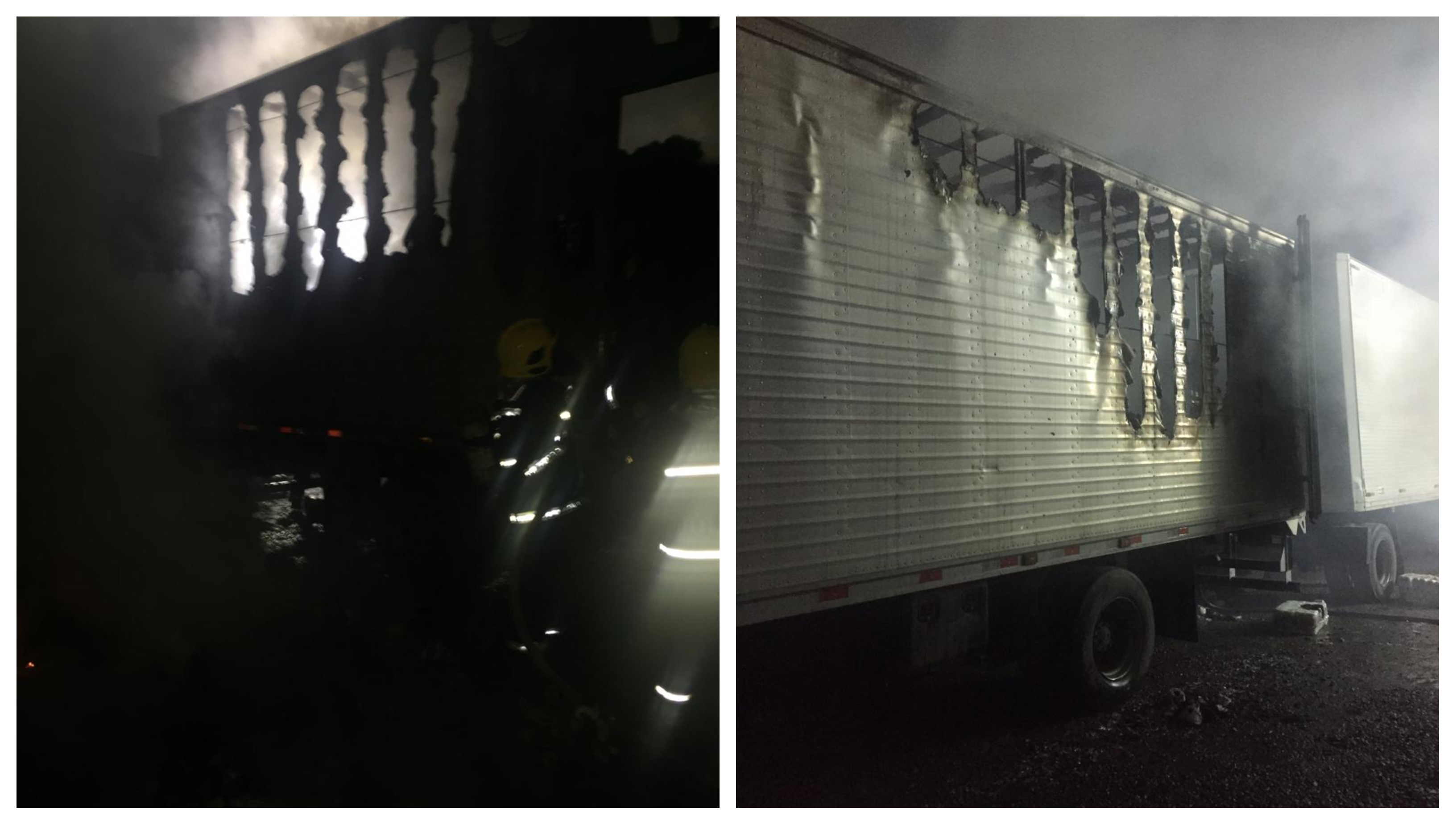 Caminhão carregado de papel é consumido pelo fogo em Tubarão