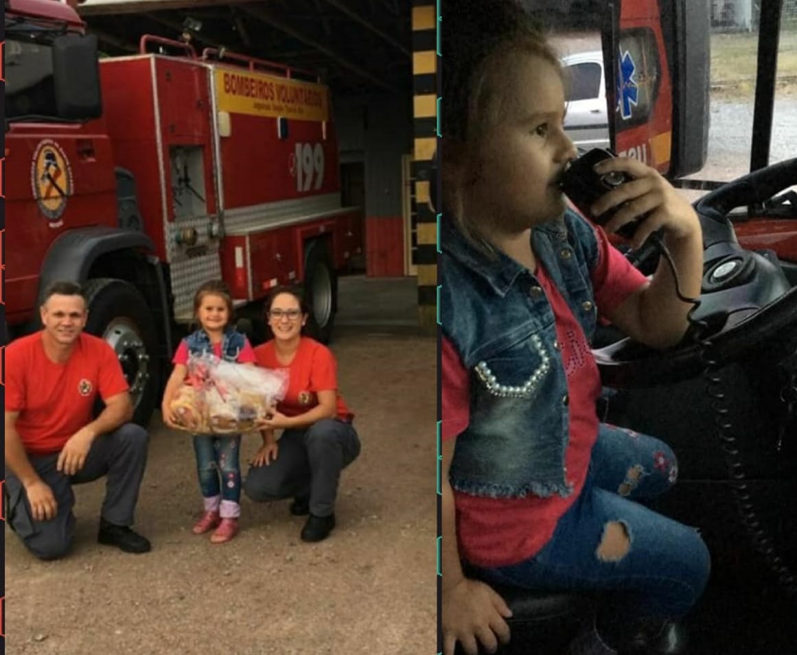 Momento fofura e de realizar sonhos! Menina de 4 anos sonhava em conhecer os bombeiros