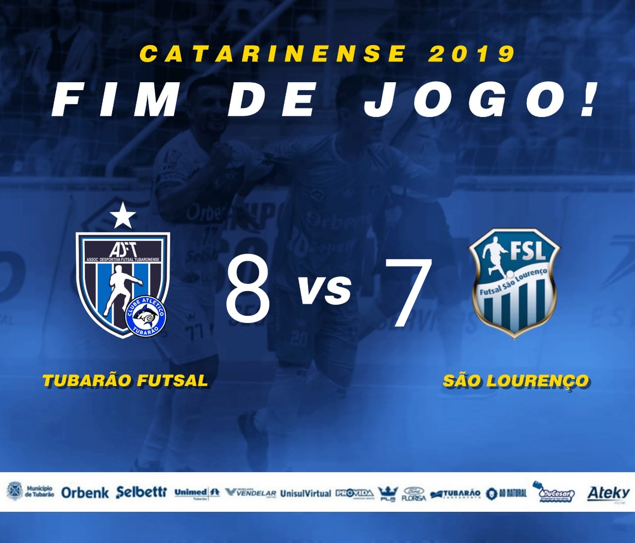 Tubarão Futsal vence o São Lourenço por 8 x 7