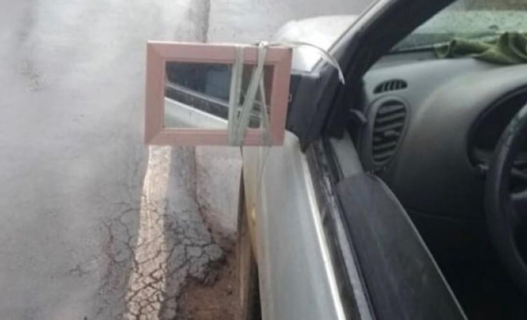 SC: carro com retrovisor improvisado é apreendido pela Polícia Militar no Oeste