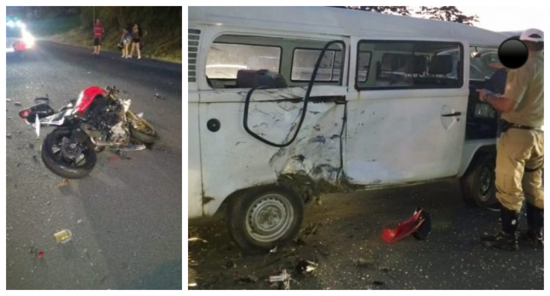 Colisão entre motos e uma kombi é registrada na SC-108 em Urussanga