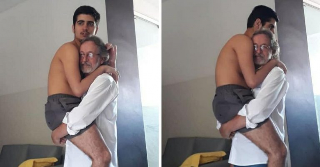 Amor: foto de vovô segurando neto autista de 17 anos no colo emociona internautas