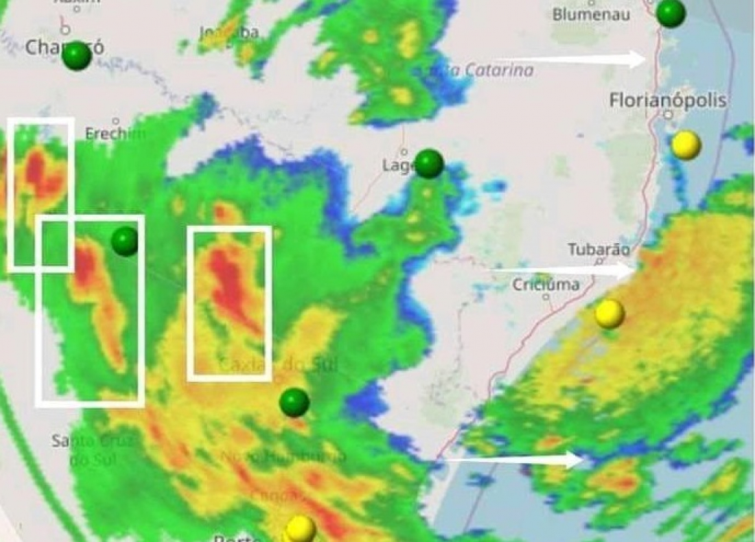 Atenção: Chance de temporais e descargas elétricas (raios) em SC