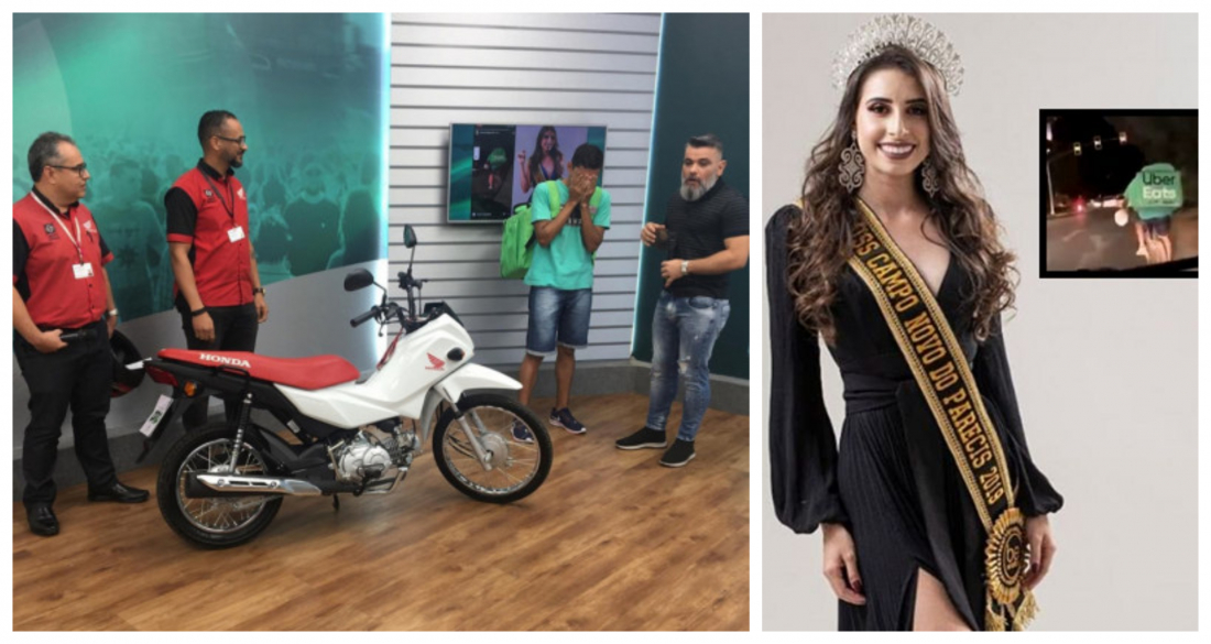 Em programa de TV, entregador humilhado por ex-miss ganha moto e CNH