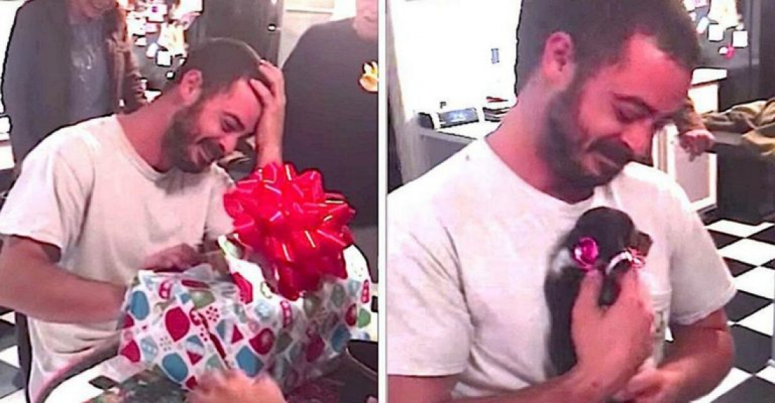 Ex-fuzileiro com depressão ganha cachorrinha de presente e vai às lágrimas