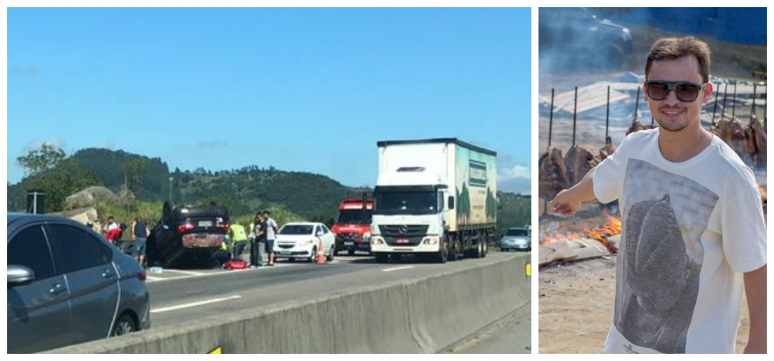 Carro capota na BR-101 em Pescaria Brava