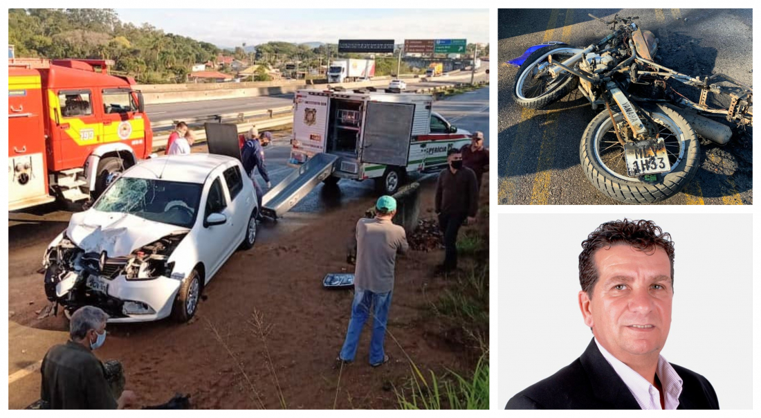 Motociclista morre após colisão com carro na marginal da BR-101 em Laguna