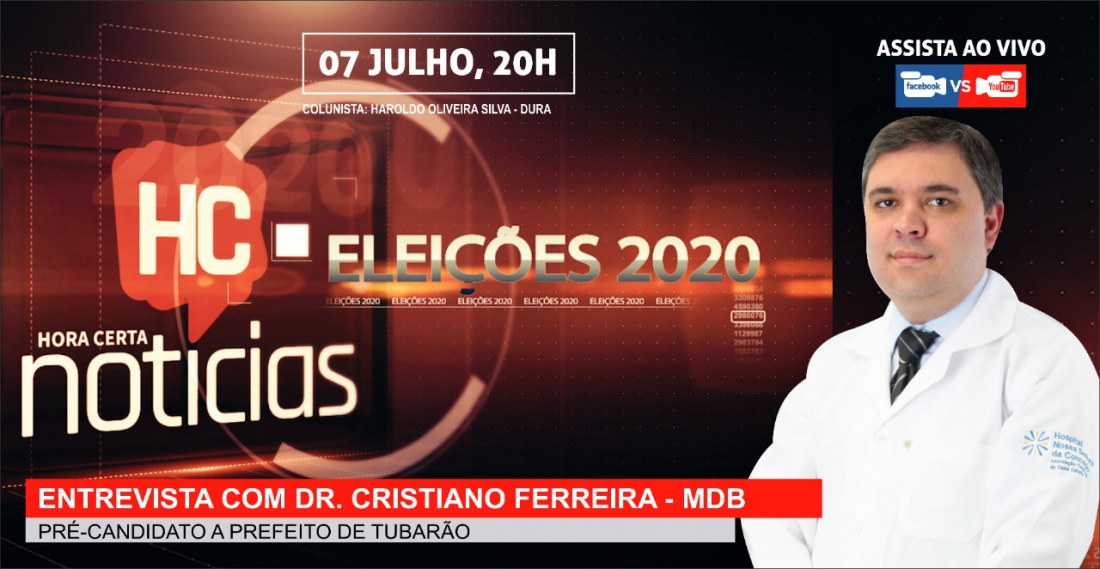Eleições 2020: HC Notícias entrevista Dr. Cristiano Ferreira (MDB), pré-candidato a prefeito de Tubarão
