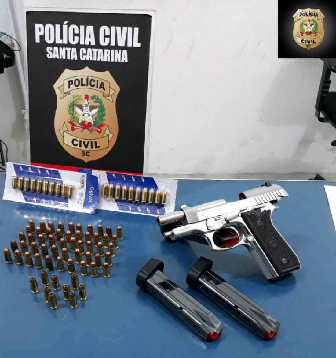 Polícia Civil apreende uma arma de fogo e 79 munições em Tubarão