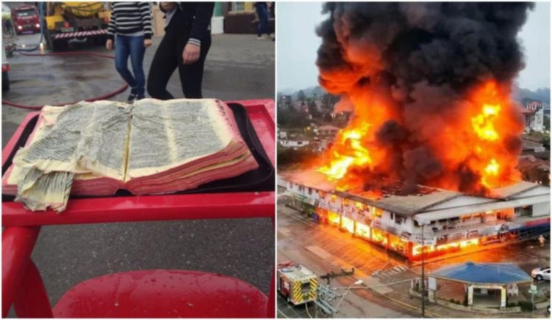 Bíblia resiste a incêndio que destruiu centro comercial em SC