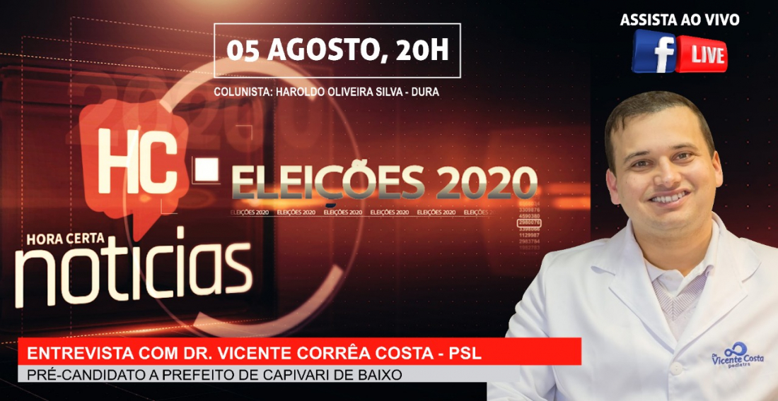 Hoje tem entrevista com Vicente Corrêa Costa (PSL), pré-candidato a prefeito de Capivari de Baixo