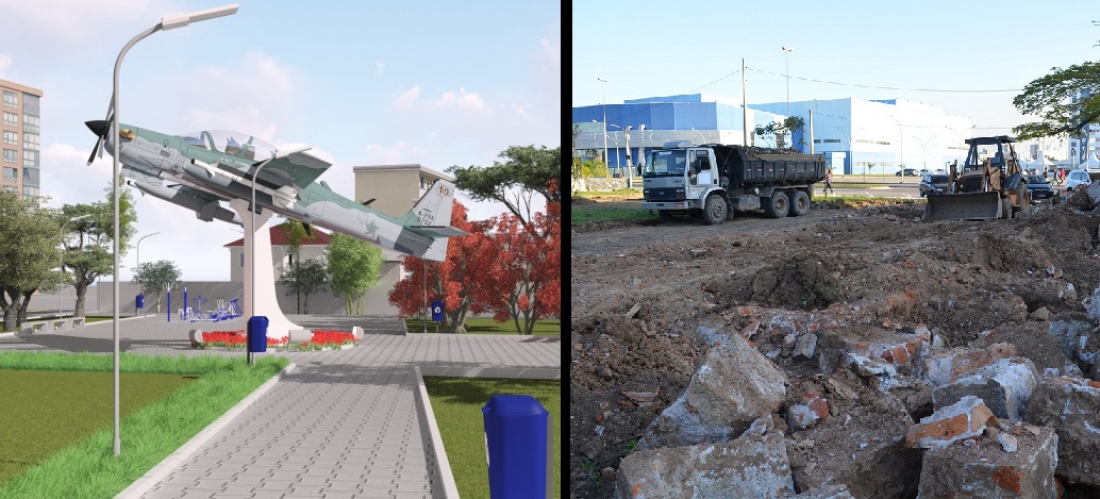 Tubarão: iniciadas as obras da praça com memorial ao Aeroporto Anita Garibaldi