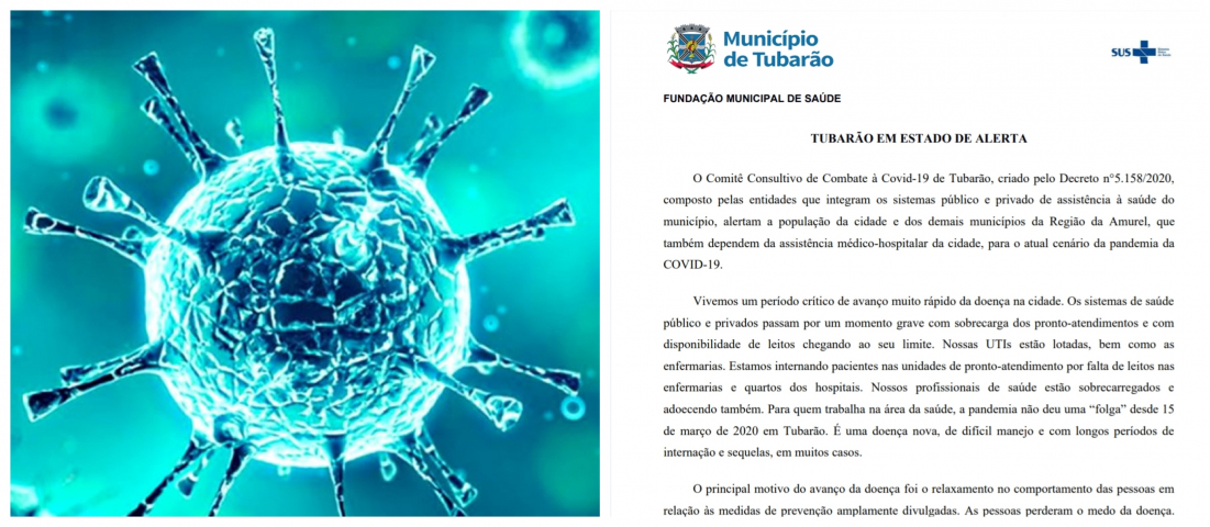 Tubarão em estado de alerta: manifesto pede que população siga rigorosamente medidas de prevenção