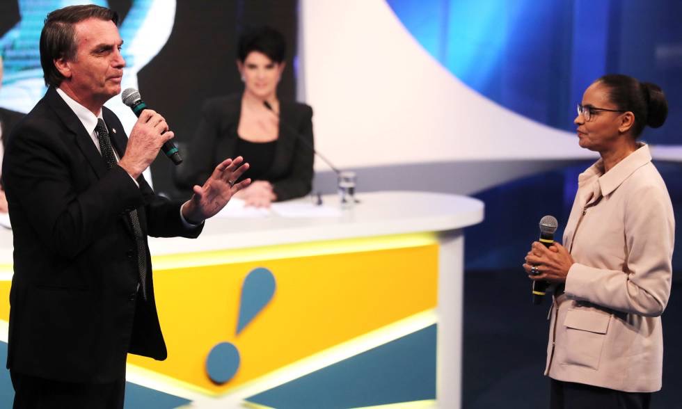 Após tomar 'bronca' de Marina, Bolsonaro cogita abandonar debates #Eleicoes2018