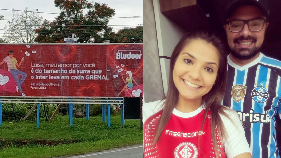 Em SC: Declaração de namorado em outdoor de Blumenau viraliza nas redes sociais