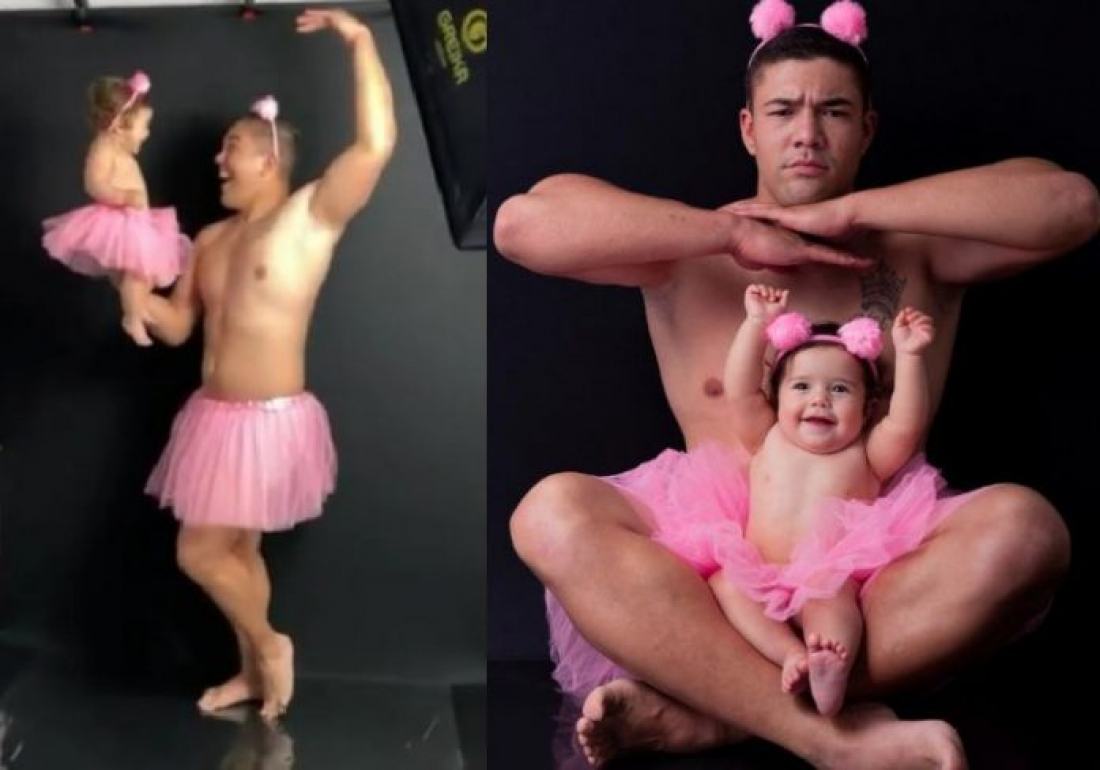 No País: pai militar faz sessão de fotos vestido de tutu com a filha e vídeo viraliza