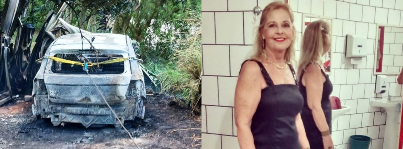Carro de taxista morta em Laguna é encontrado incendiado em Tubarão