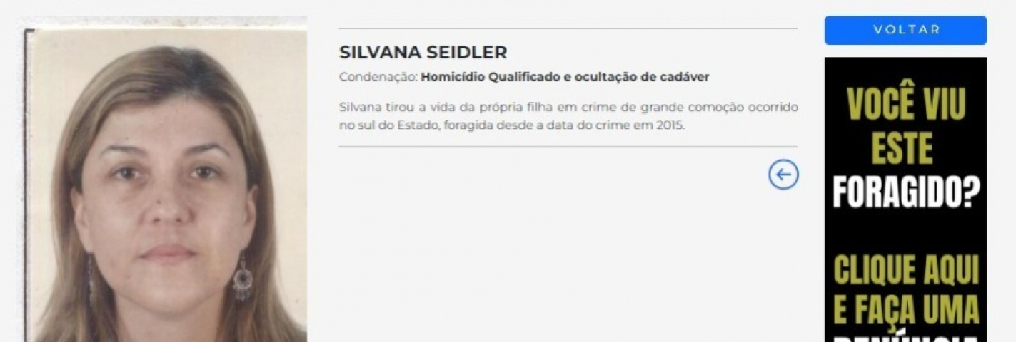 Silvana Seidler segue na lista dos criminosos mais procurados de SC