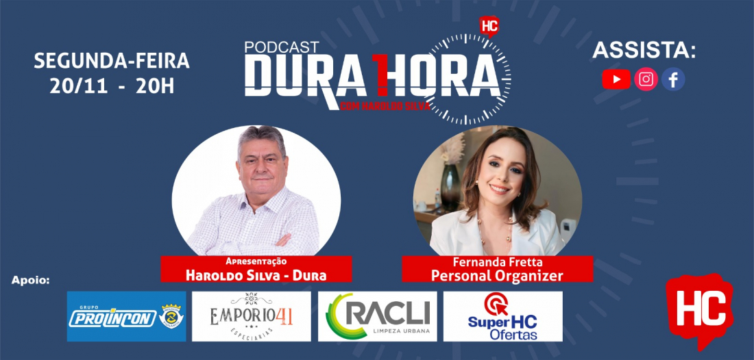 É hoje! Podcast Dura 1 Hora recebe a Personal Organizer Fernanda Fretta