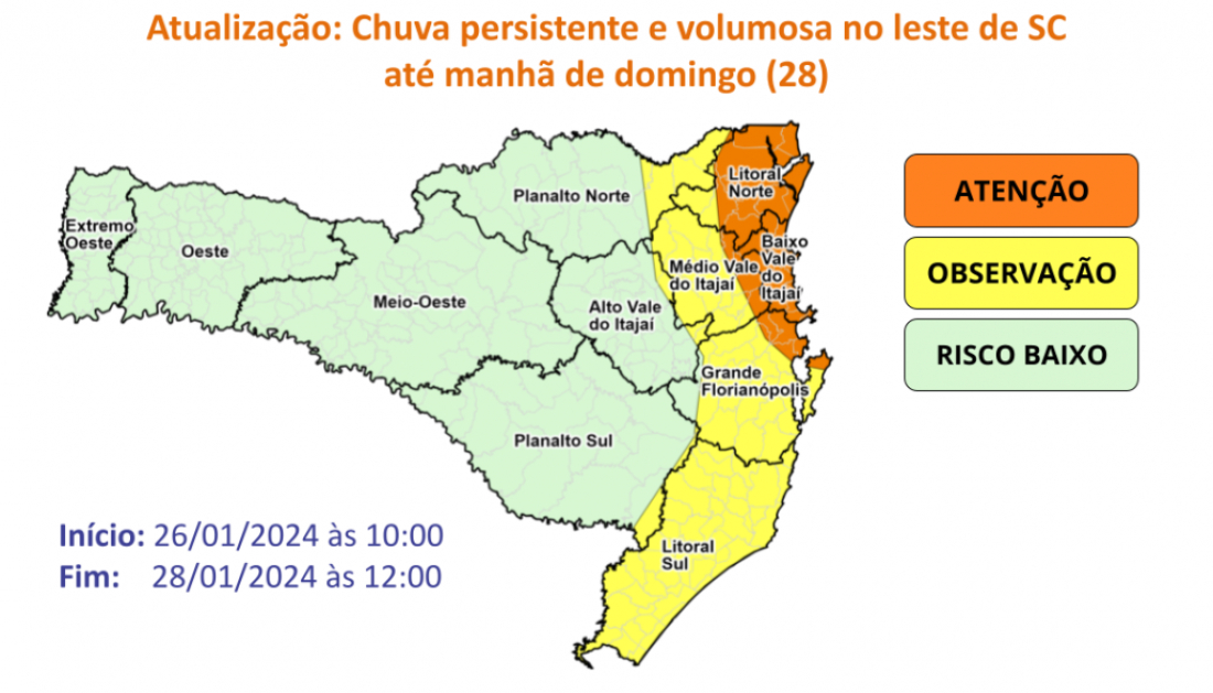 Previsão do tempo para o Sul de Santa Catarina: chuvas intensas no fim de semana e retorno do calor