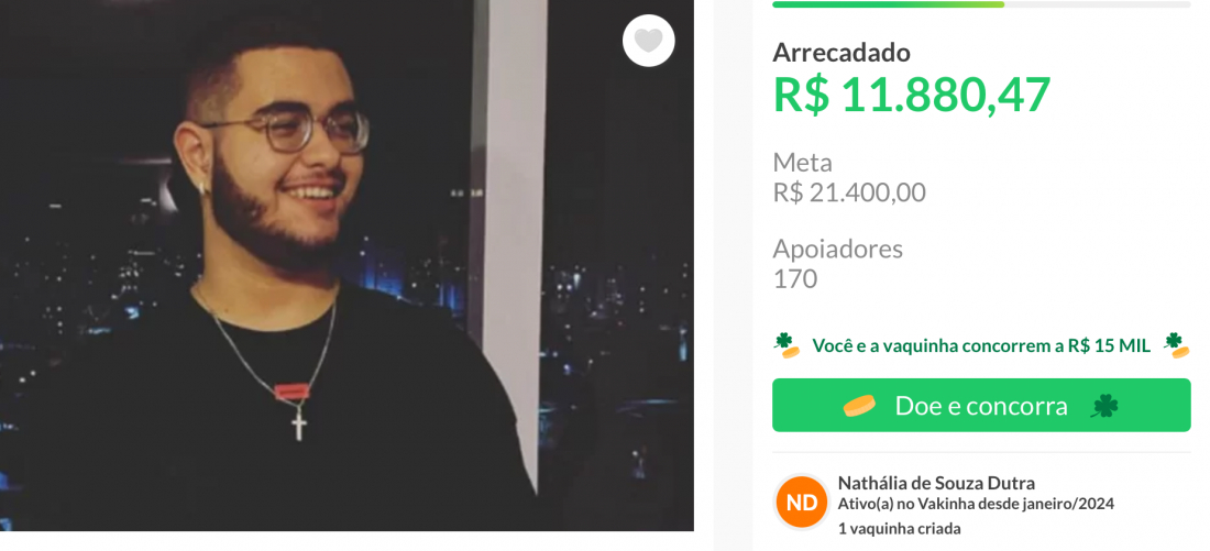 Jovem de Tubarão descobre descolamento da retina faz vaquinha on-line para cirurgia urgente
