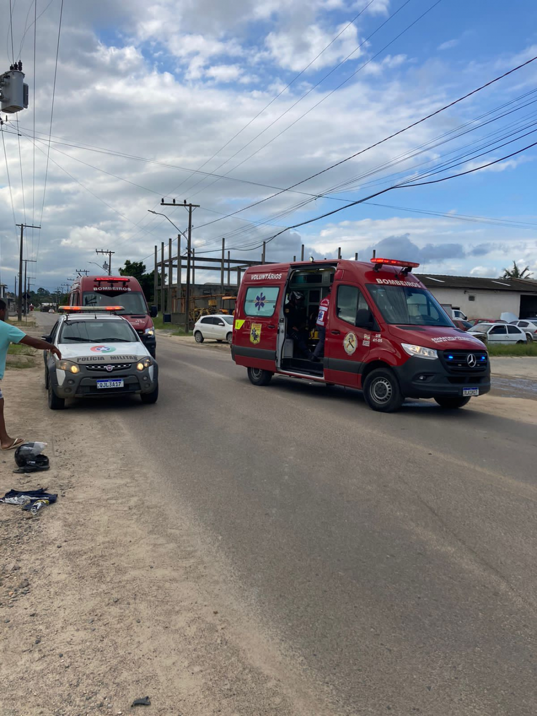 Em Jaguaruna: colisão entre duas motocicletas deixa três homens feridos