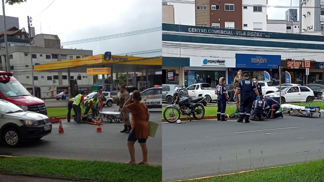 Colisão entre motos no na Av. Marcolino deixa dois feridos nesta sexta-feira (1)