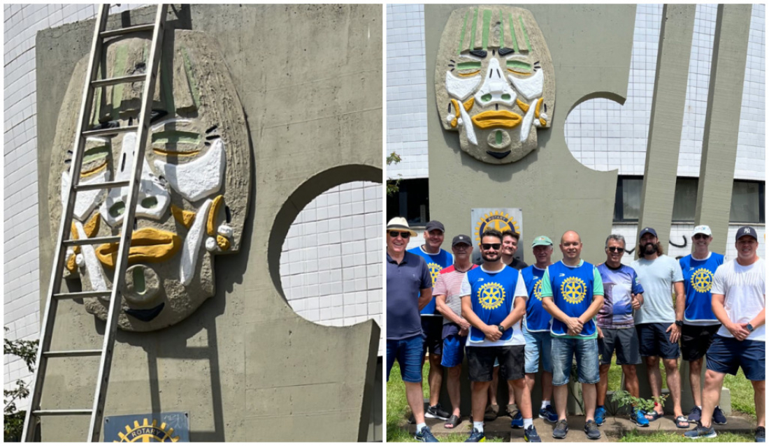 Rotary Club Tubarão revitaliza monumento Carranca Tubá-Nharô em ação comunitária