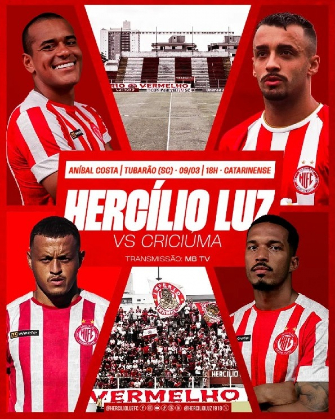 É Hoje! Clássico entre Hercílio Luz e Criciúma acontece às 18h no Aníbal Costa
