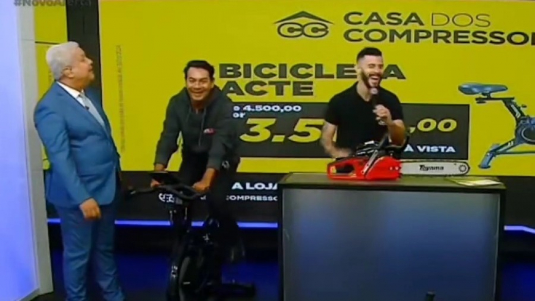Rapaz solta 'pum' ao vivo enquanto testava bicicleta durante merchan