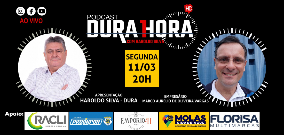 Podcast Dura 1 Hora retorna nesta segunda-feira, 11, com convidado especial