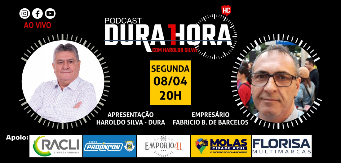 Empresário Fabrício Bossle de Barcelos é o convidado do Podcast Dura 1 Hora desta segunda, 8