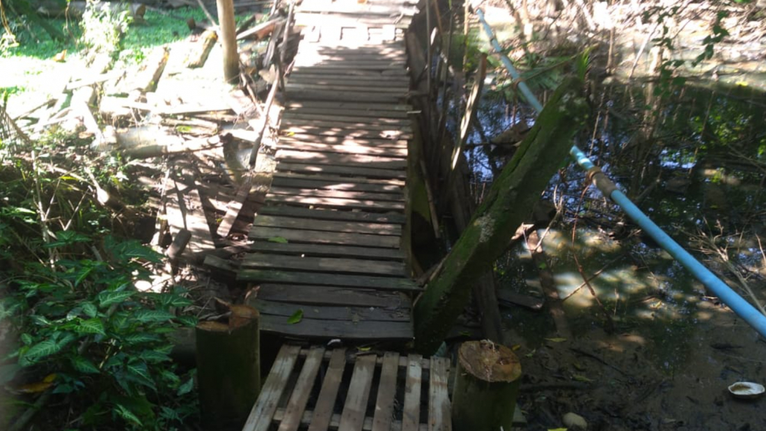 Moradores apelam por substituição de ponte improvisada no Bairro Revoredo, em Tubarão