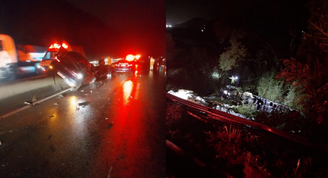 Engavetamento no Morro dos Cavalos derruba caminhão em ribanceira e volta a interromper a BR-101