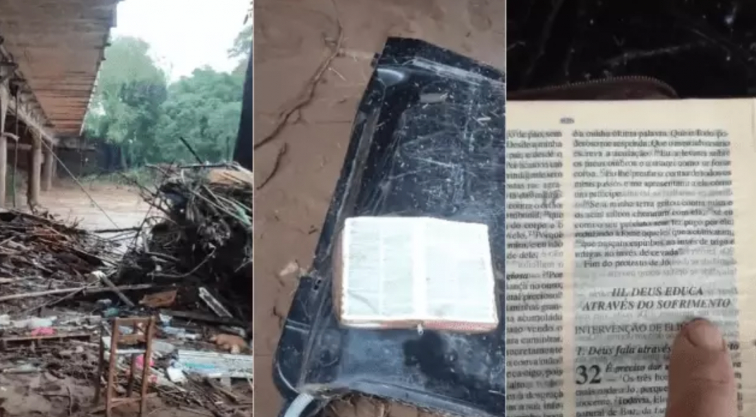 (Vídeo) Bíblia é encontrada intacta em meio à tragédia no Rio Grande do Sul; assista