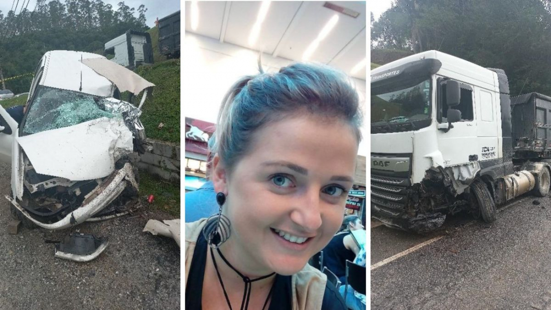 SC: mulher grávida morre em grave acidente envolvendo carro e carreta