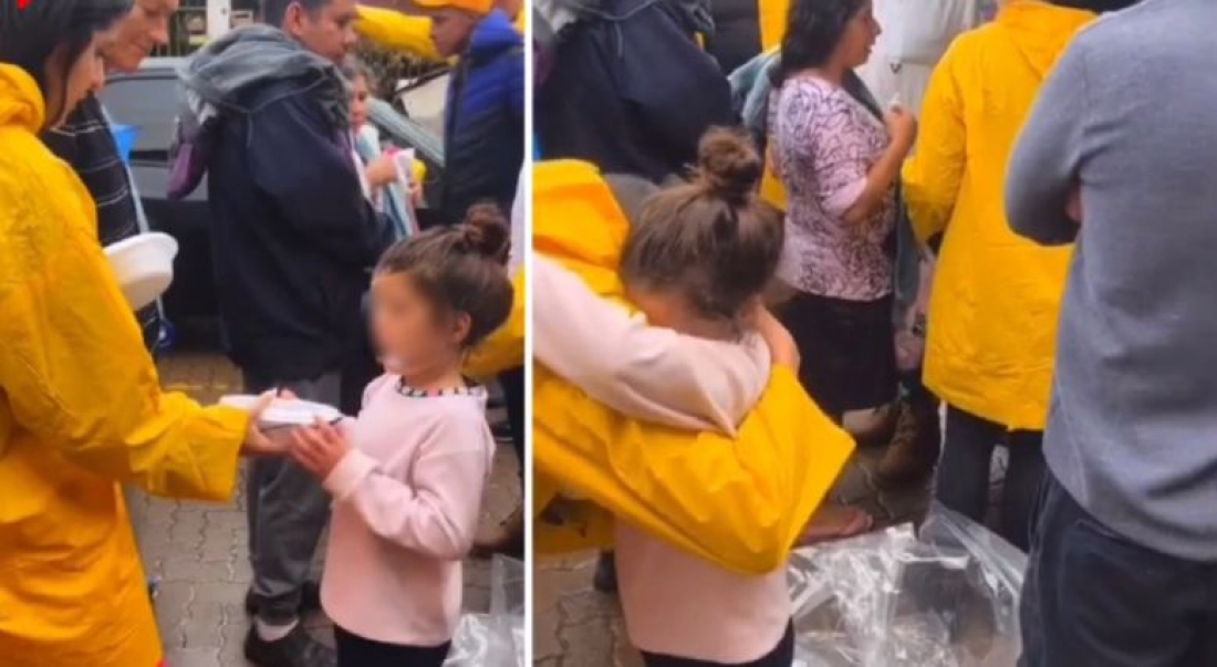 (Vídeo) Veja como essa menininha agradeceu a voluntária que lhe deu comida no RS