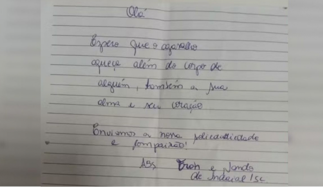 Bilhete enviado por casal de SC com doações comove gaúchos: 'Aqueça além do corpo'
