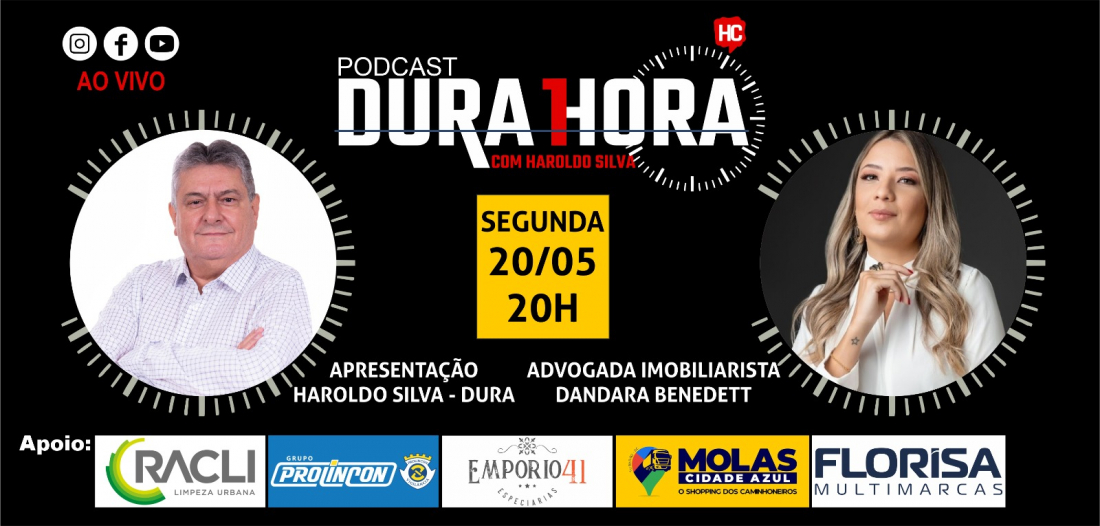 Advogada imobiliarista Dandara Benedett é a entrevistada do Podcast Dura 1 Hora desta segunda-feira, 20