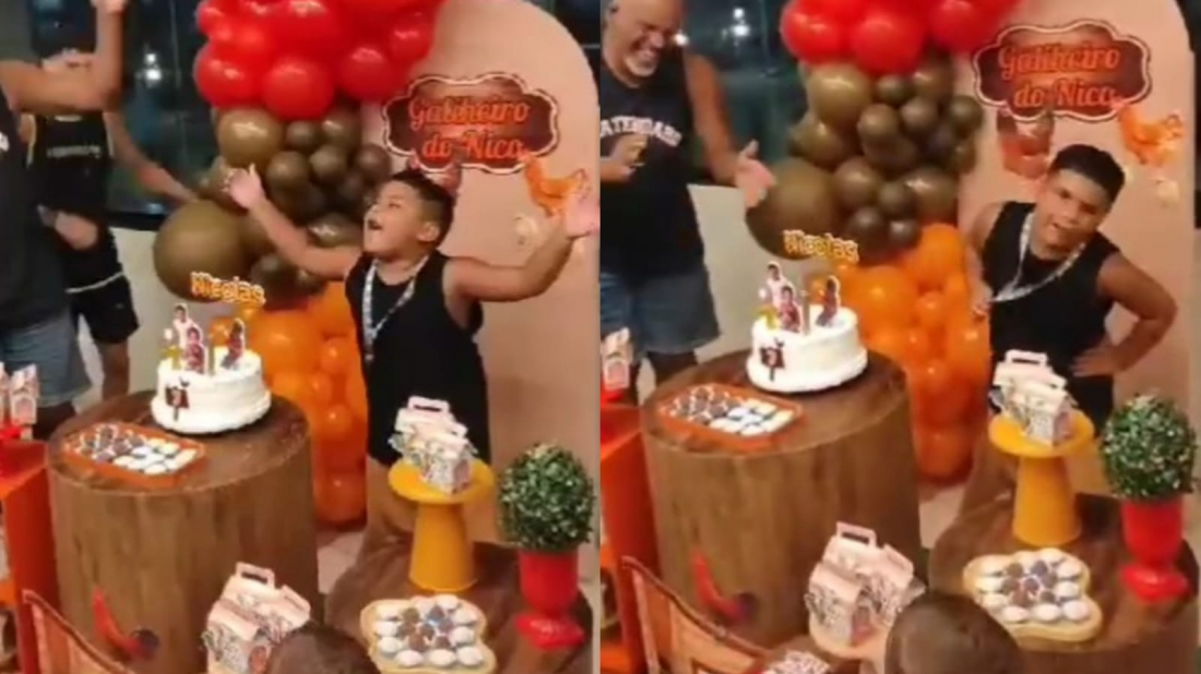 Menino autista comemora aniversário com tema de galinhas e pede parabéns no idioma das aves