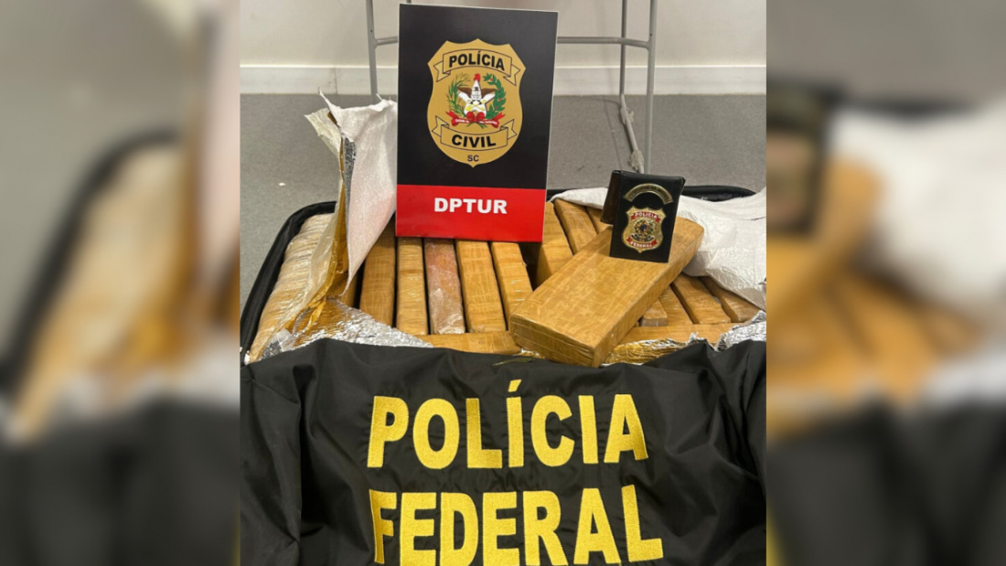 Polícia intercepta mala com 20 quilos de maconha no Aeroporto de Florianópolis