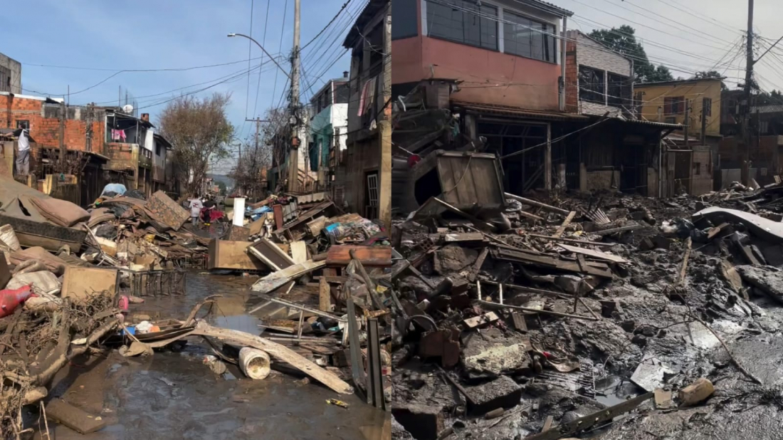 Cenário no bairro mais afetado de Porto Alegre impressiona