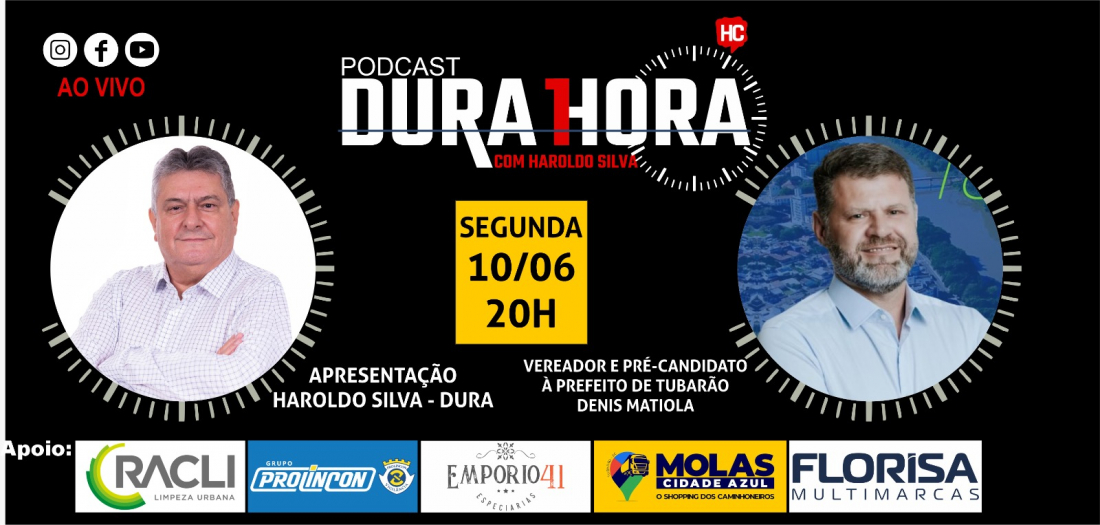 Vereador e pré-candidato à prefeito, Denis Matiola é o convidado do Dura 1 Hora desta segunda-feira (10)