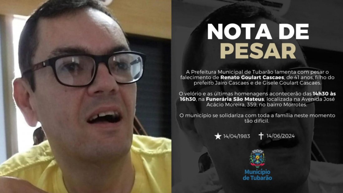 Morre aos 41 anos Renato Cascaes, filho do prefeito Jairo Cascaes