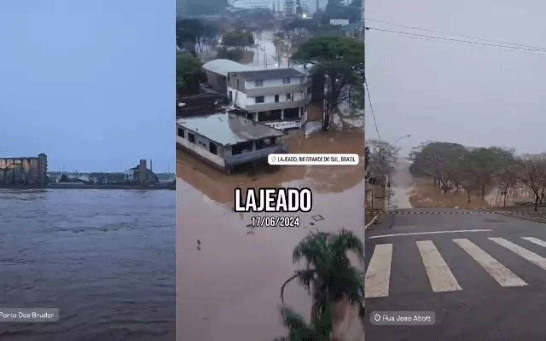 Cidade de Lajeado (RS) volta a ser inundada nesta segunda-feira (17)